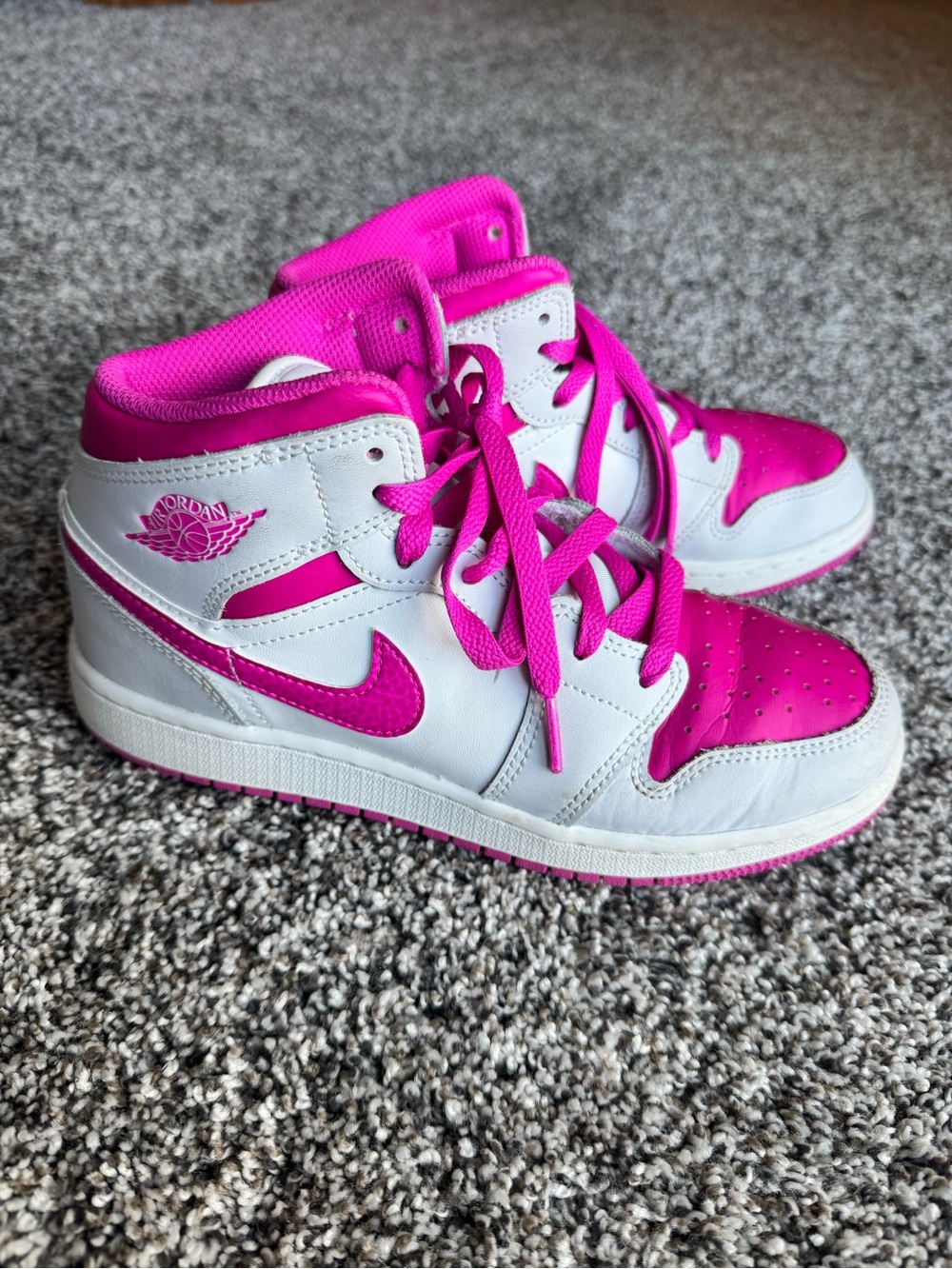 Jordan Kids' Mid-Top Sneakers - White & Hot Pink